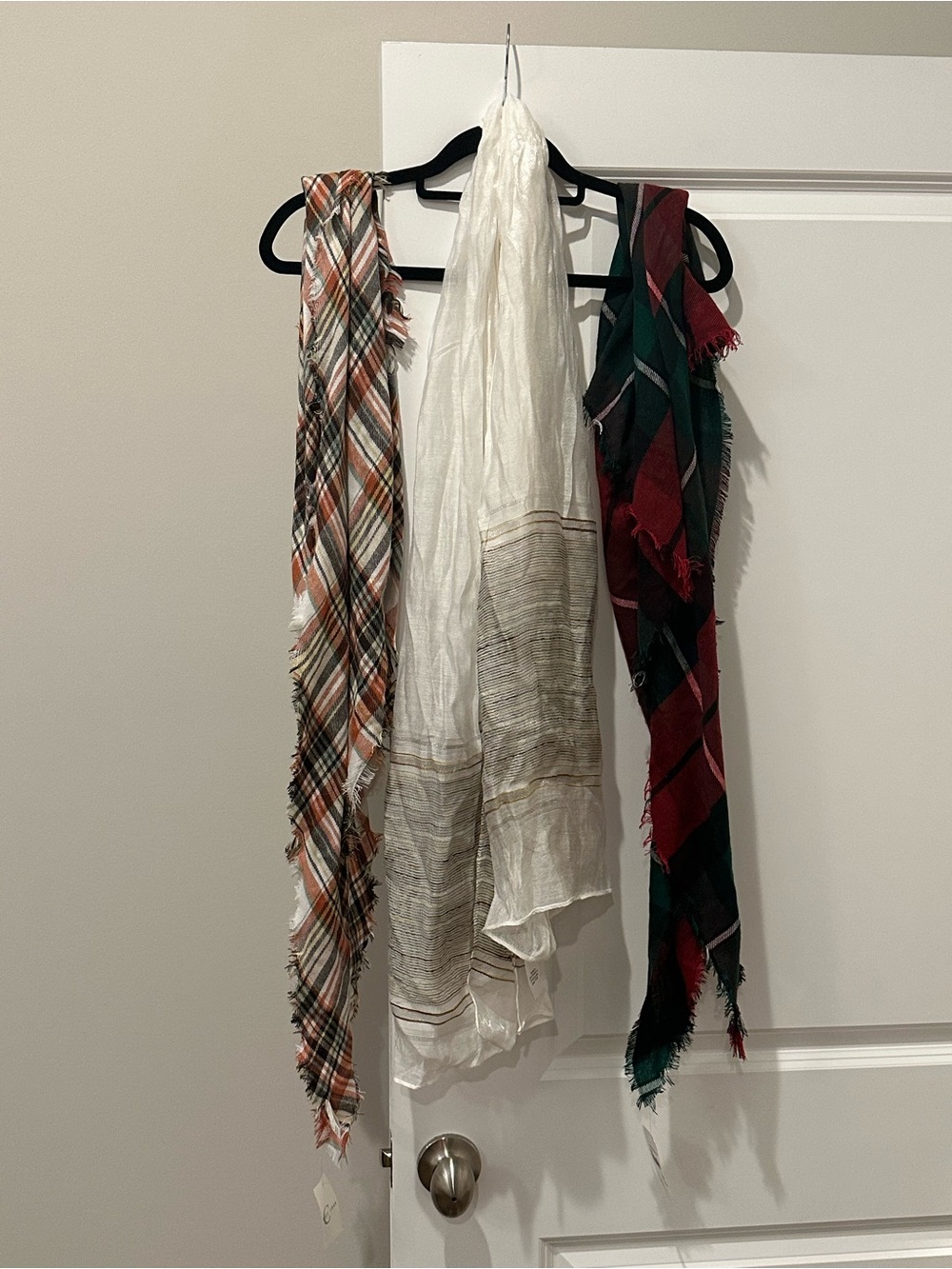 Accessorize Set of Three NWT Scarves in White, Green, Burgundy & Orange Plaid